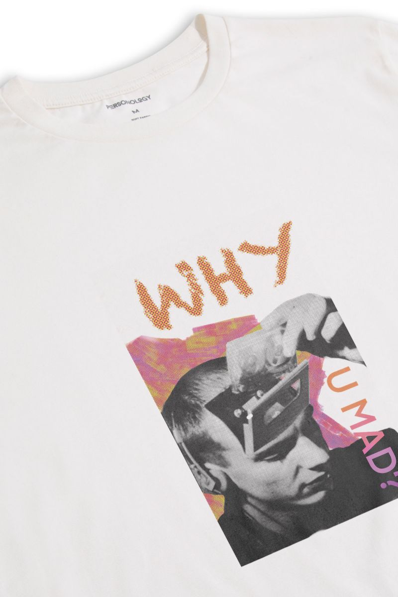 Off White Soft Fabric Why You Mad Design Short Sleeve Tee