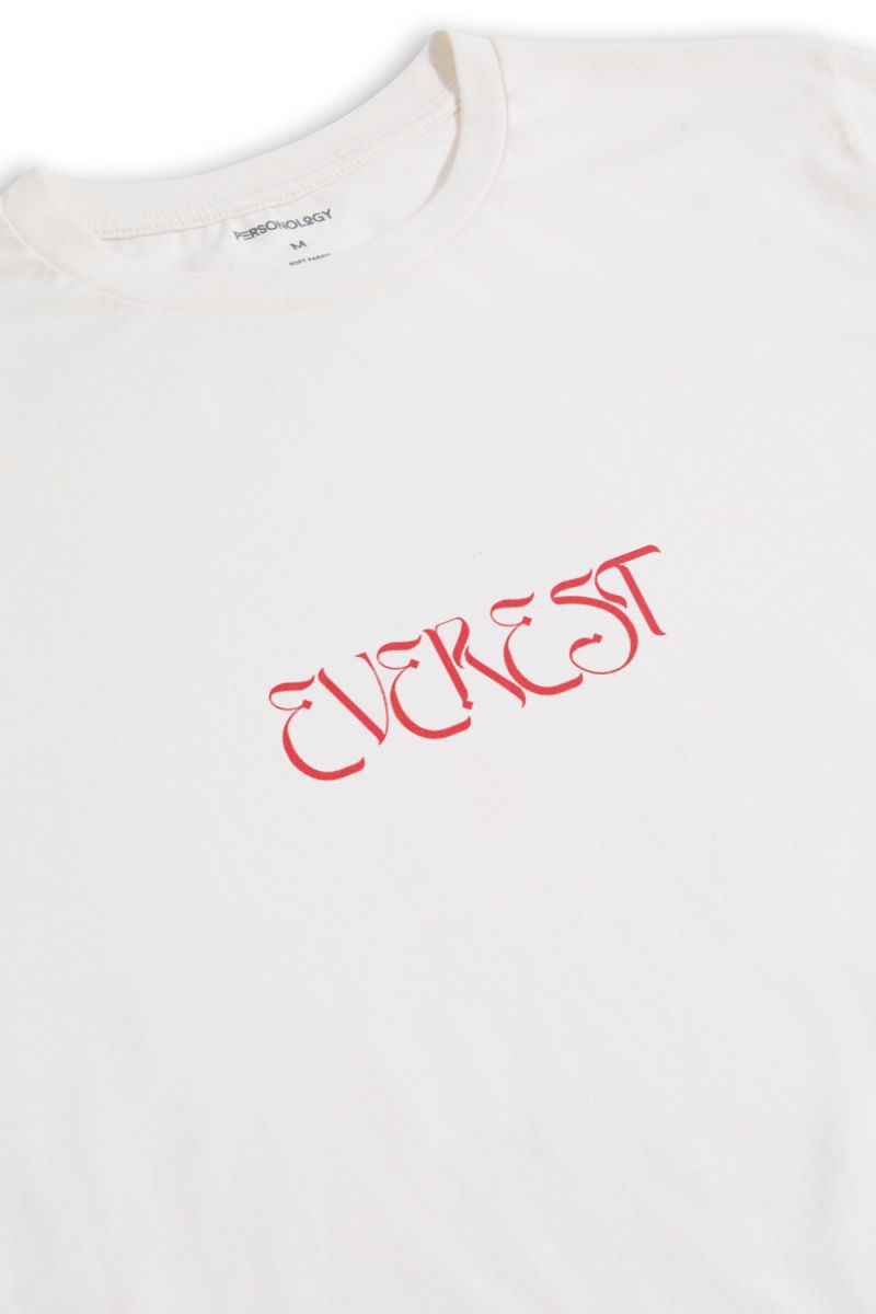 Off White Soft Fabric Everest Design Short Sleeve Tee