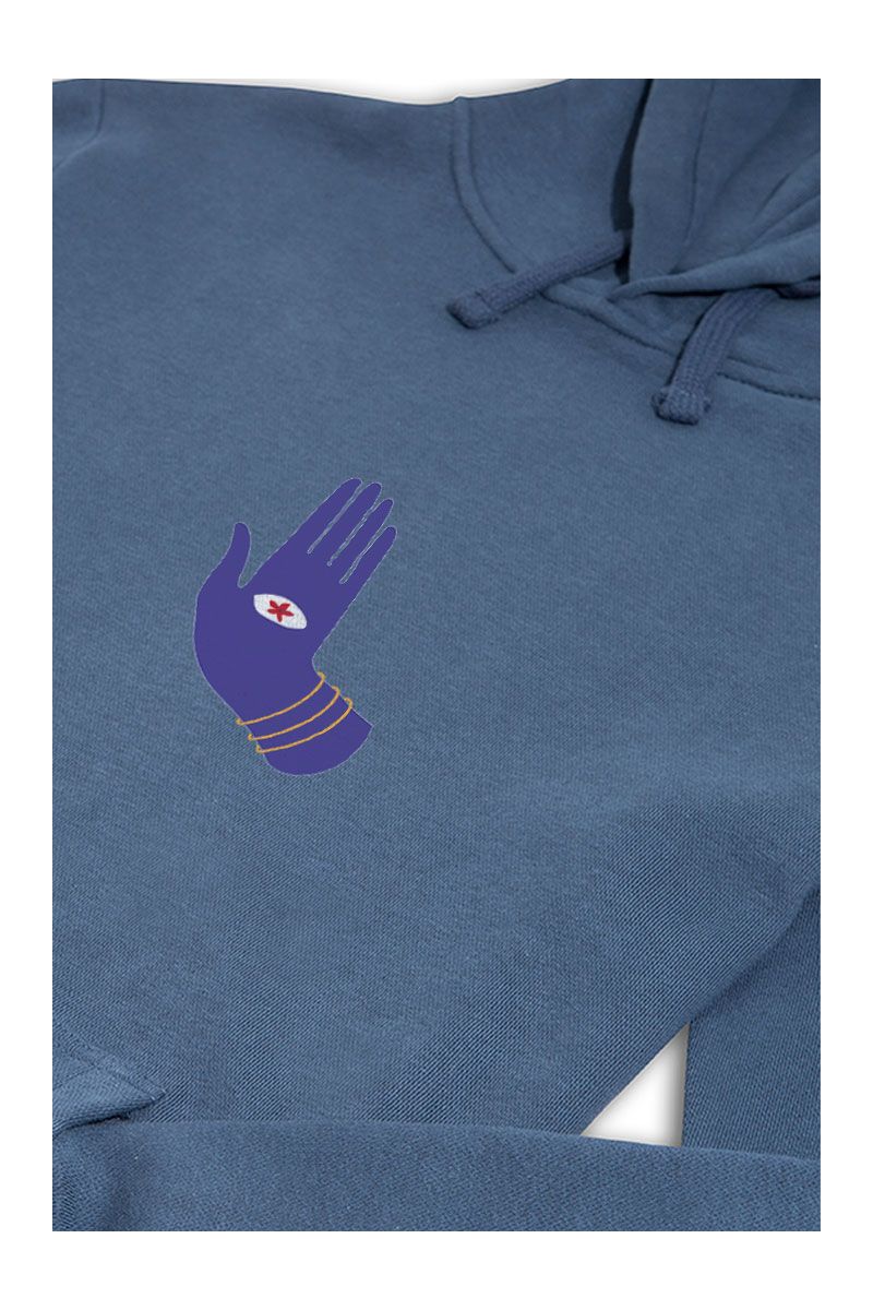 Navy Premium Cotton God's Hand Design Pullover Hoodie