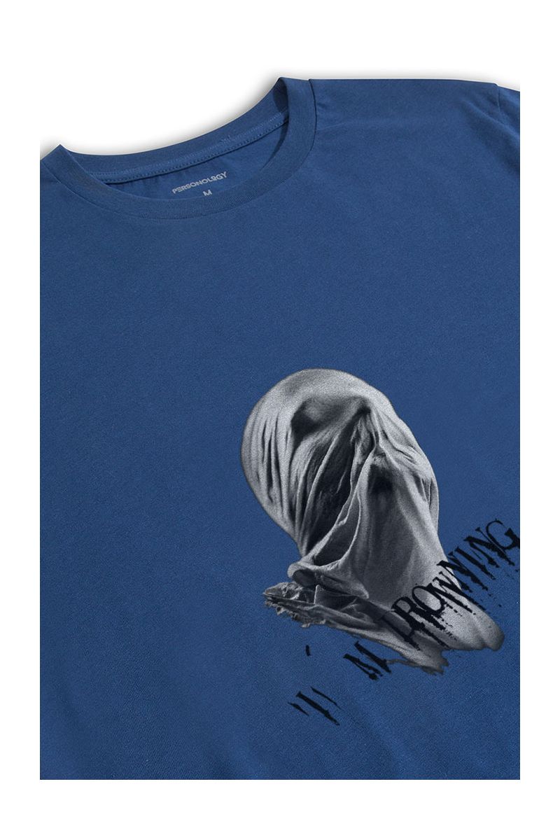 Navy Soft Fabric I am Drowning Black Design Short Sleeve Tee