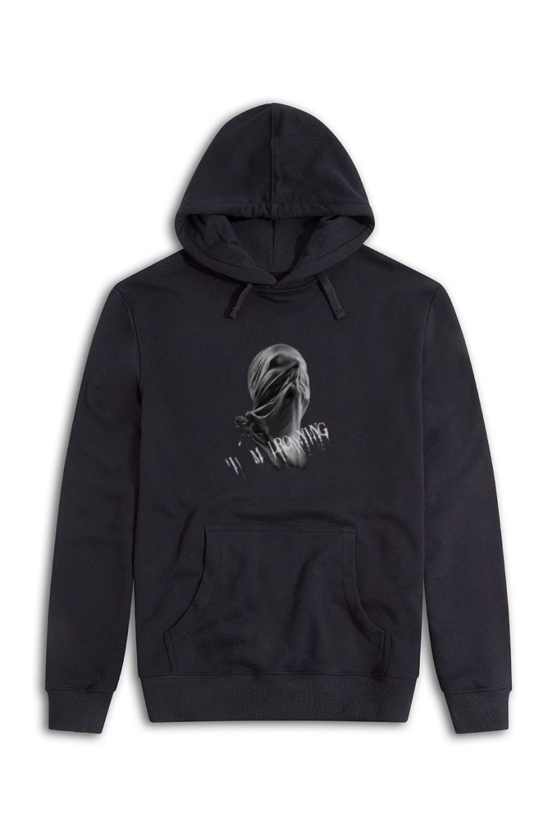 Black Premium Cotton I am Drowning White Design Pullover Hoodie