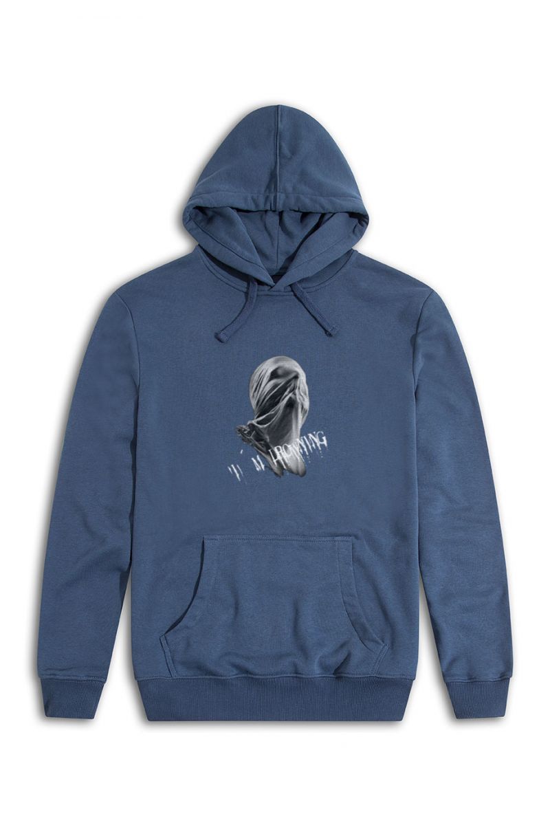 Navy Premium Cotton I am Drowning White Design Pullover Hoodie