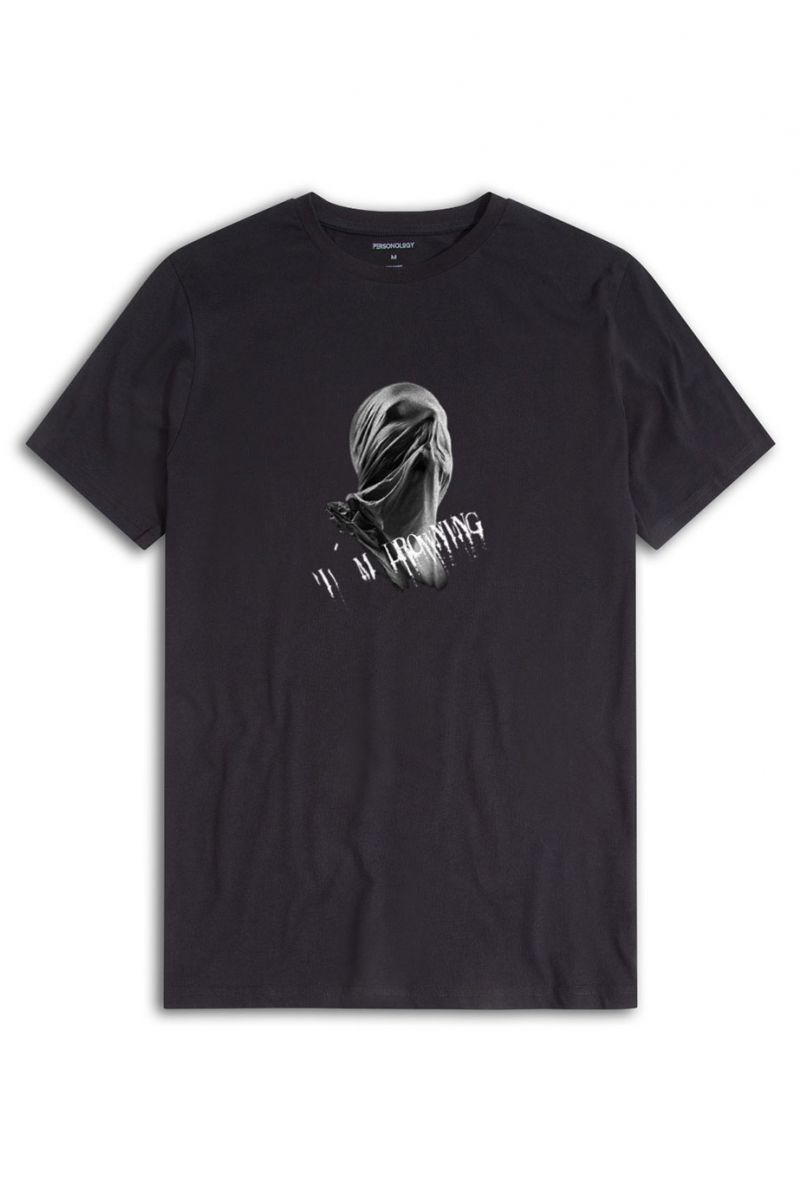 Black Soft Fabric I am Drowning White Design Short Sleeve Tee