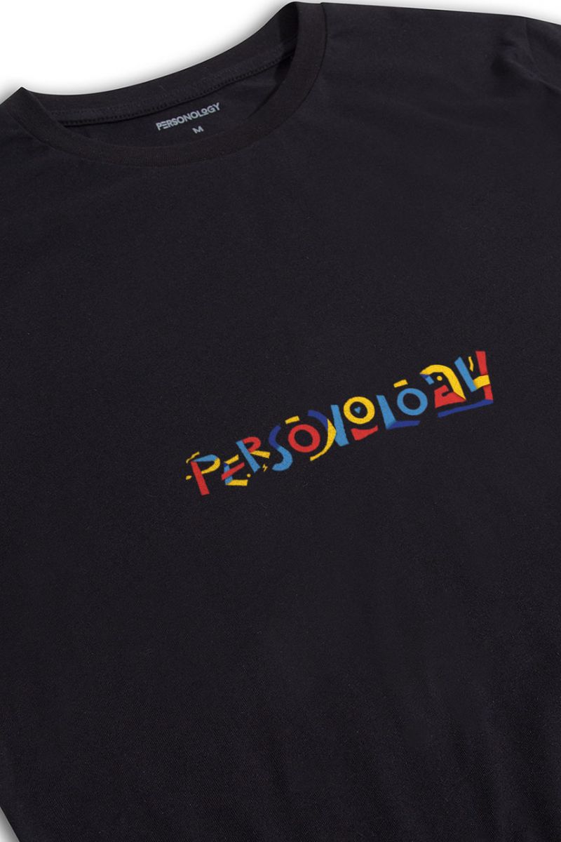 Black Soft Fabric Lego Personology Design Short Sleeve Tee