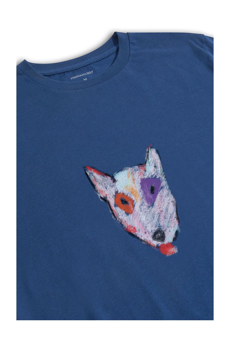 Navy Soft Fabric Rainbow Bull Terrier Design Short Sleeve Tee