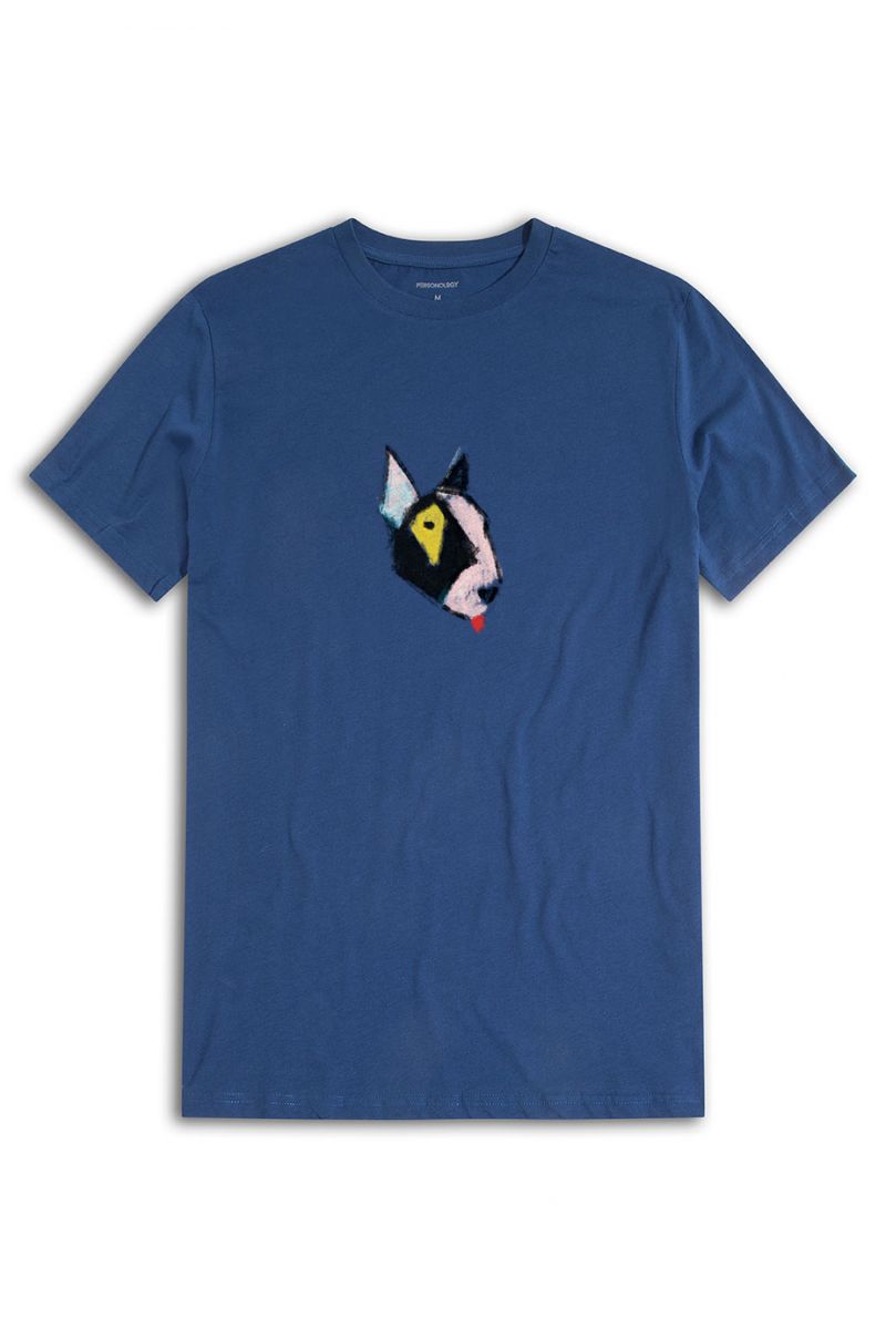 Navy Soft Fabric Rainbow Bull Terrier Design Short Sleeve Tee