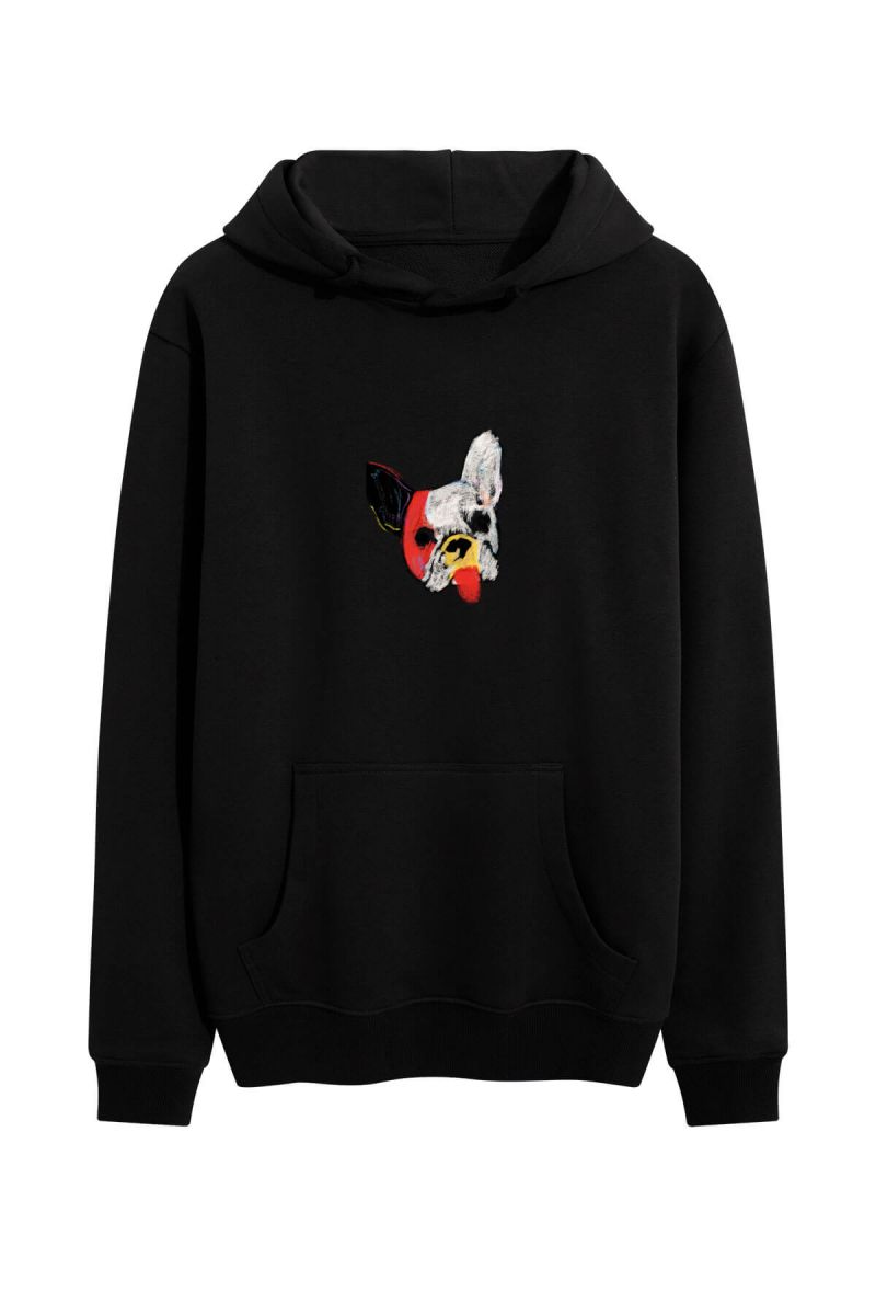 Black Premium Cotton Rainbow Chihuahua Design Pullover Hoodie