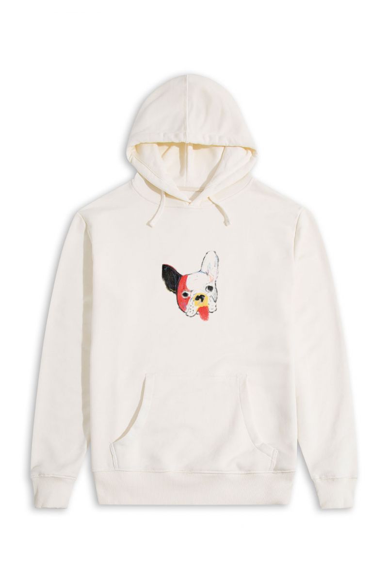 Ecru Premium Cotton Rainbow Chihuahua Design Pullover Hoodie
