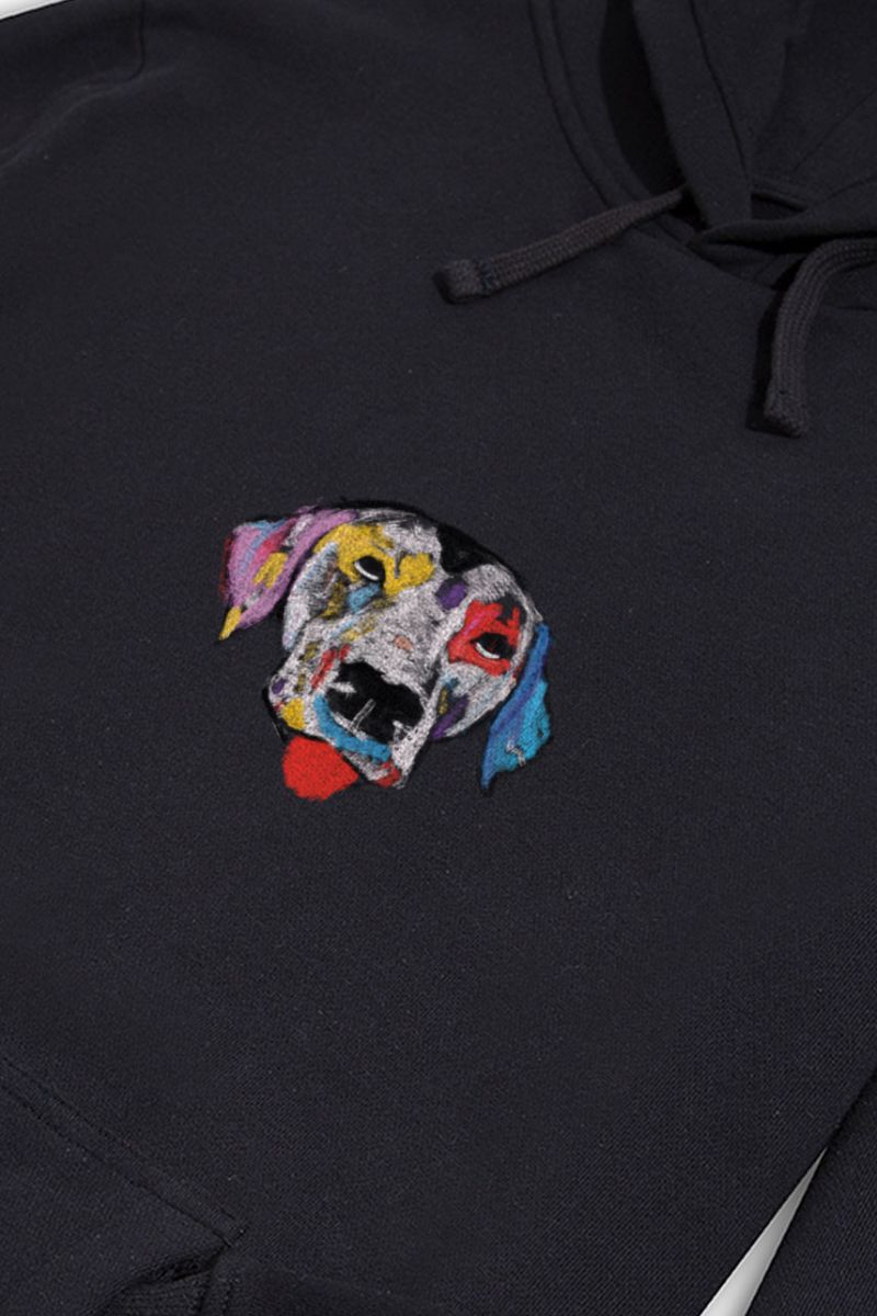 Black Premium Cotton Rainbow Dalmatian Design Pullover Hoodie