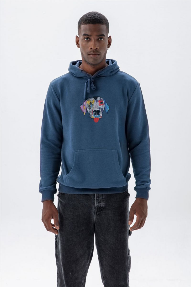 Navy Premium Cotton Rainbow Dalmatian Design Pullover Hoodie