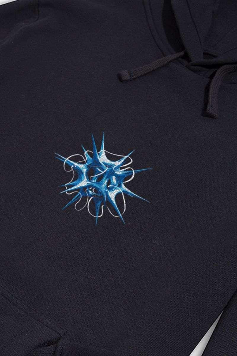 Black Premium Cotton Sea- Urchin Design Pullover Hoodie