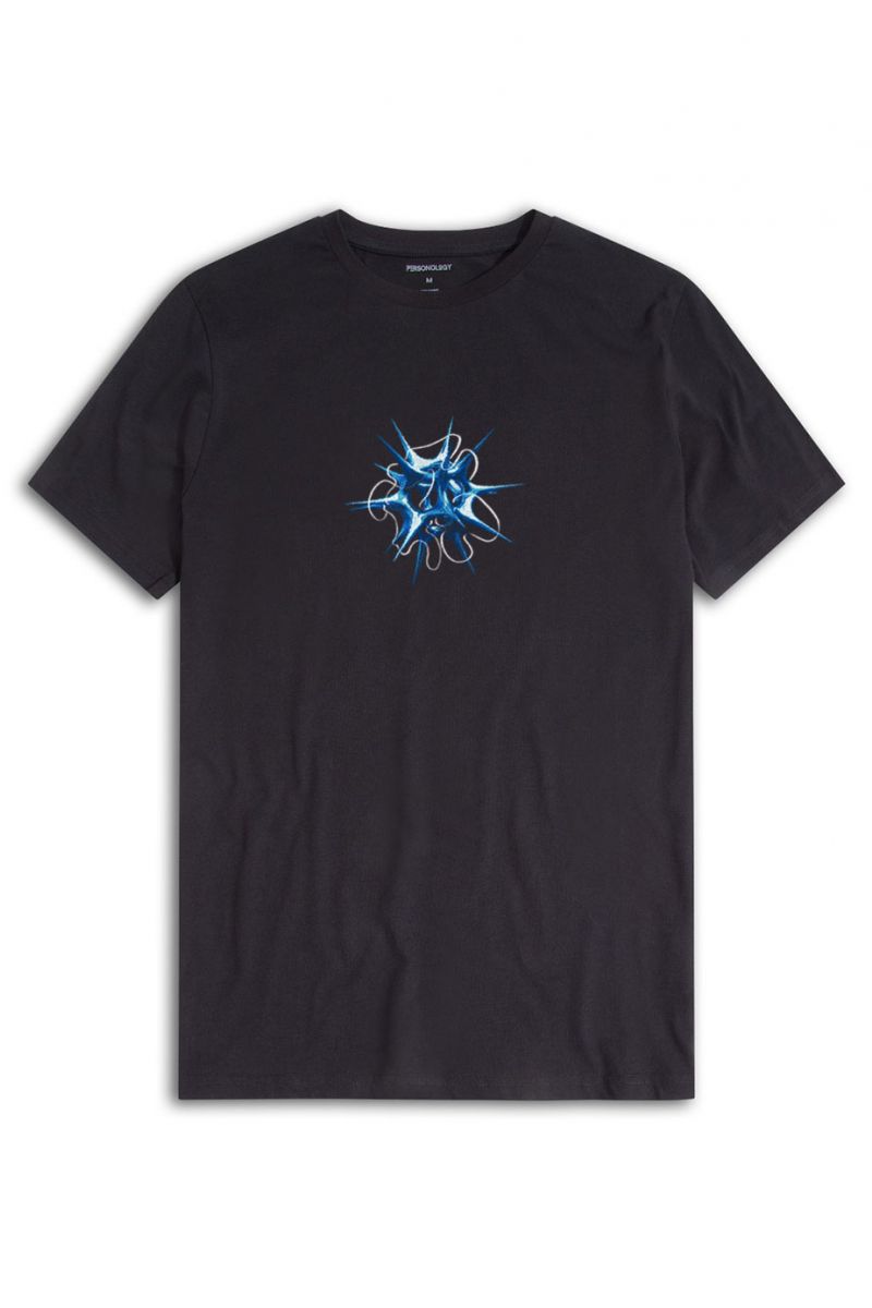Black Soft Fabric Sea- Urchin Design Short Sleeve Tee