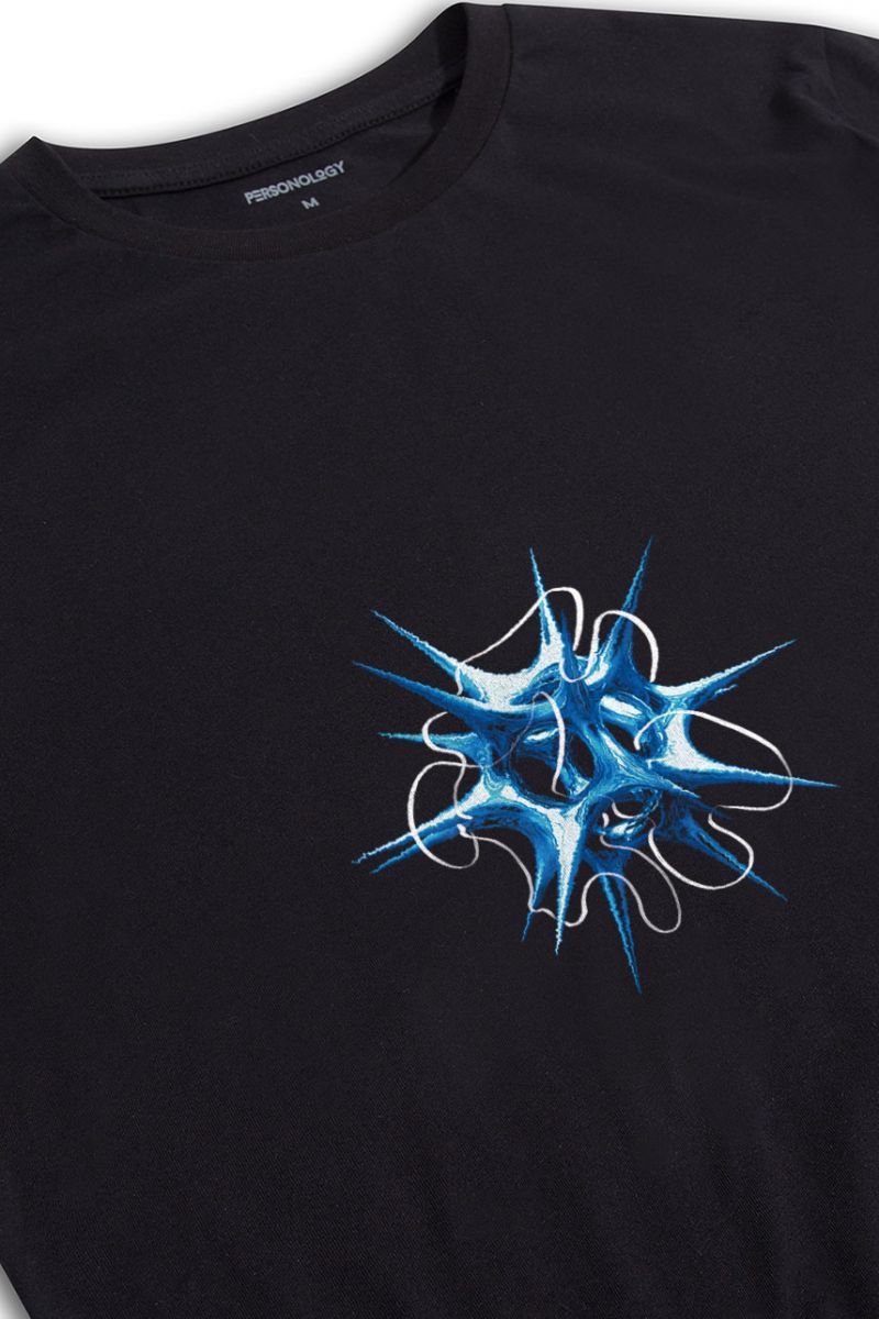 Black Soft Fabric Sea- Urchin Design Short Sleeve Tee