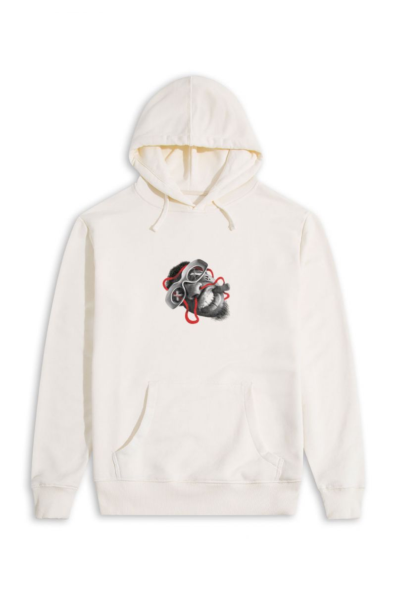 Ecru Premium Cotton Shine Design Pullover Hoodie