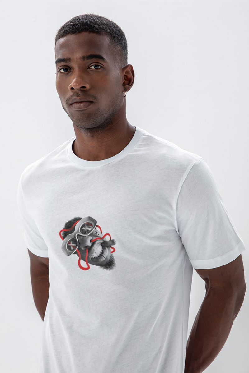 White Soft Fabric Shine Design Short Sleeve Tee