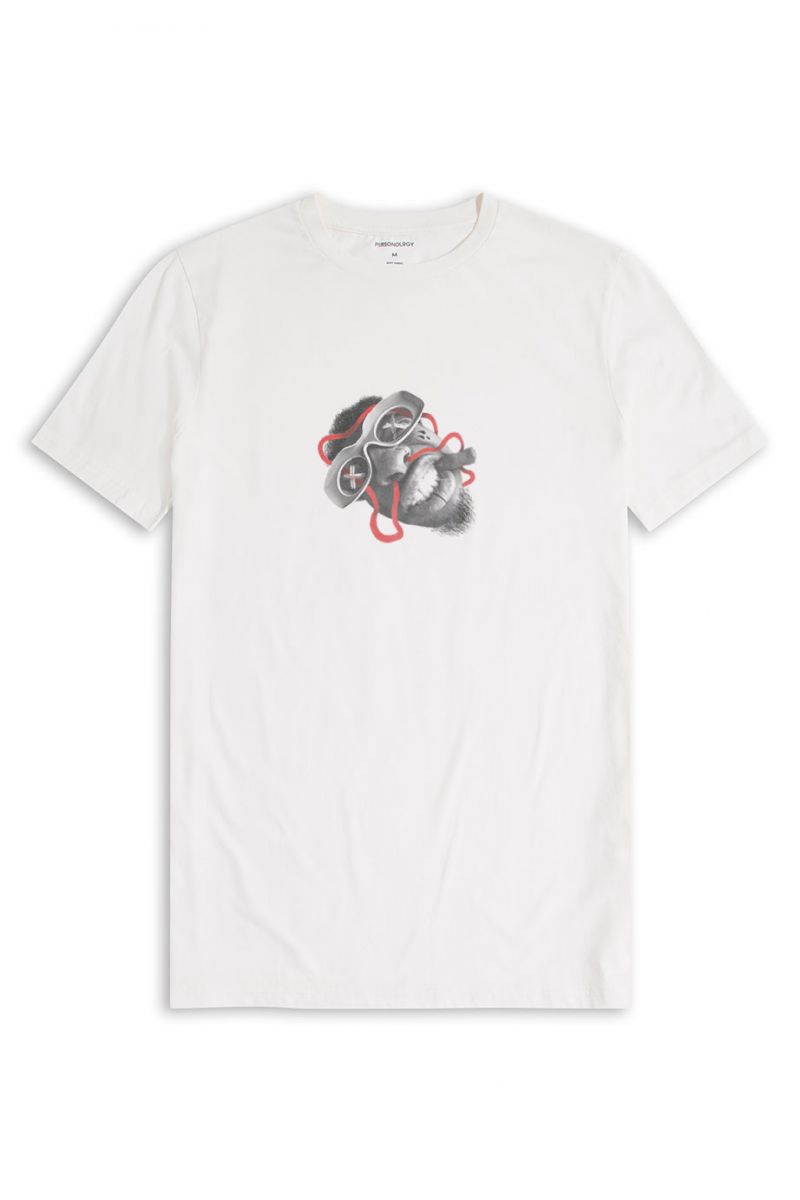 Off White Soft Fabric Shine Design Short Sleeve Tee