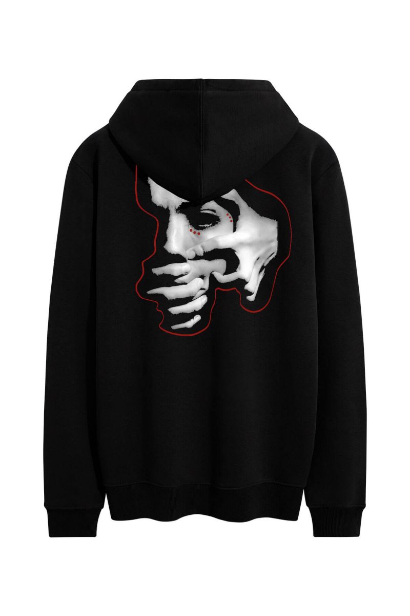 Black Premium Cotton Silenced Design Pullover Hoodie