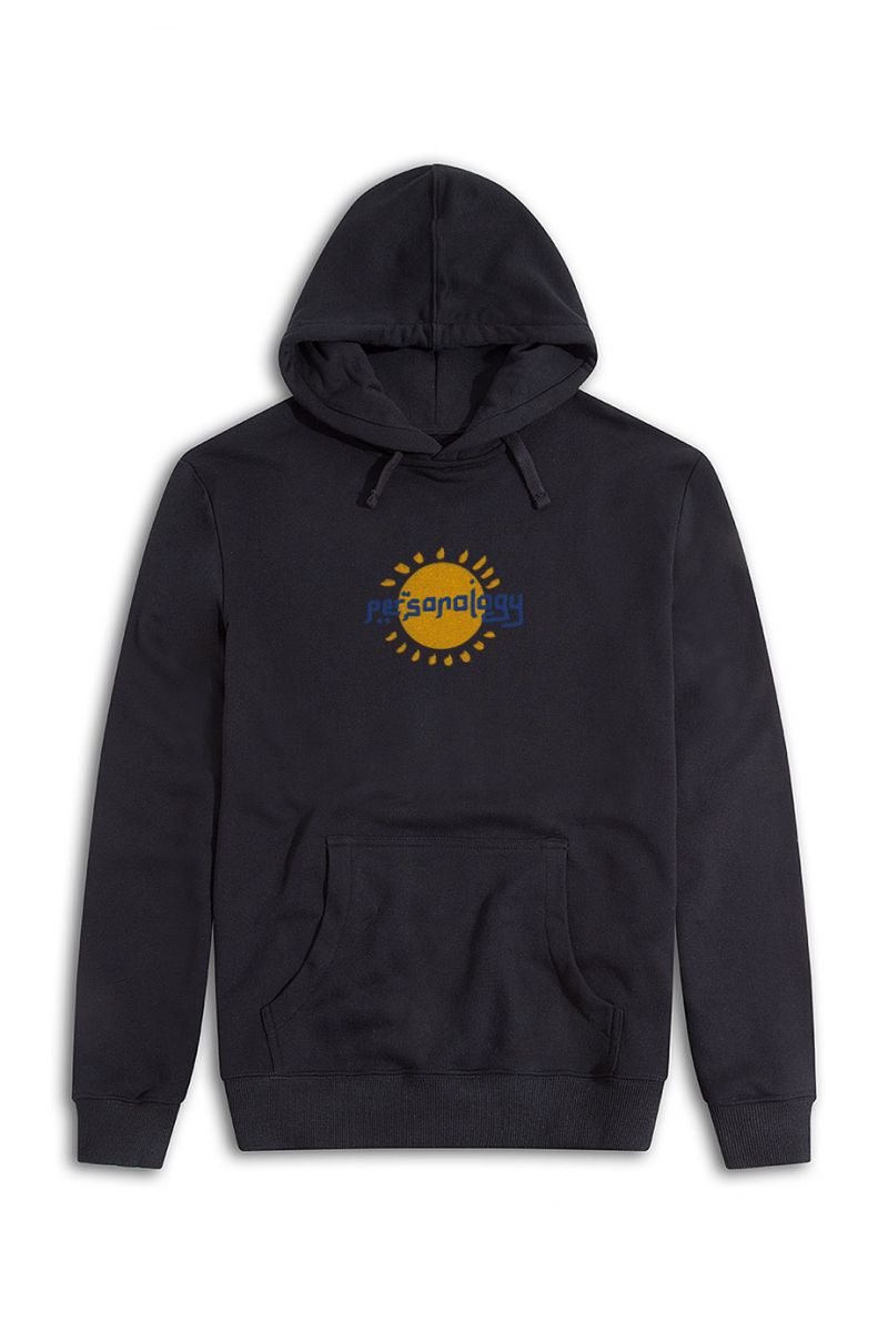 Black Premium Cotton Sun Design Pullover Hoodie
