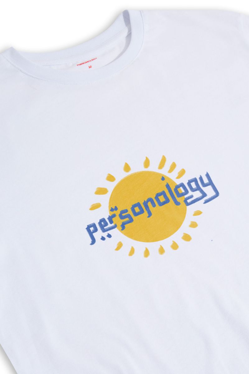 White Soft Fabric Sun Design Short Sleeve Tee