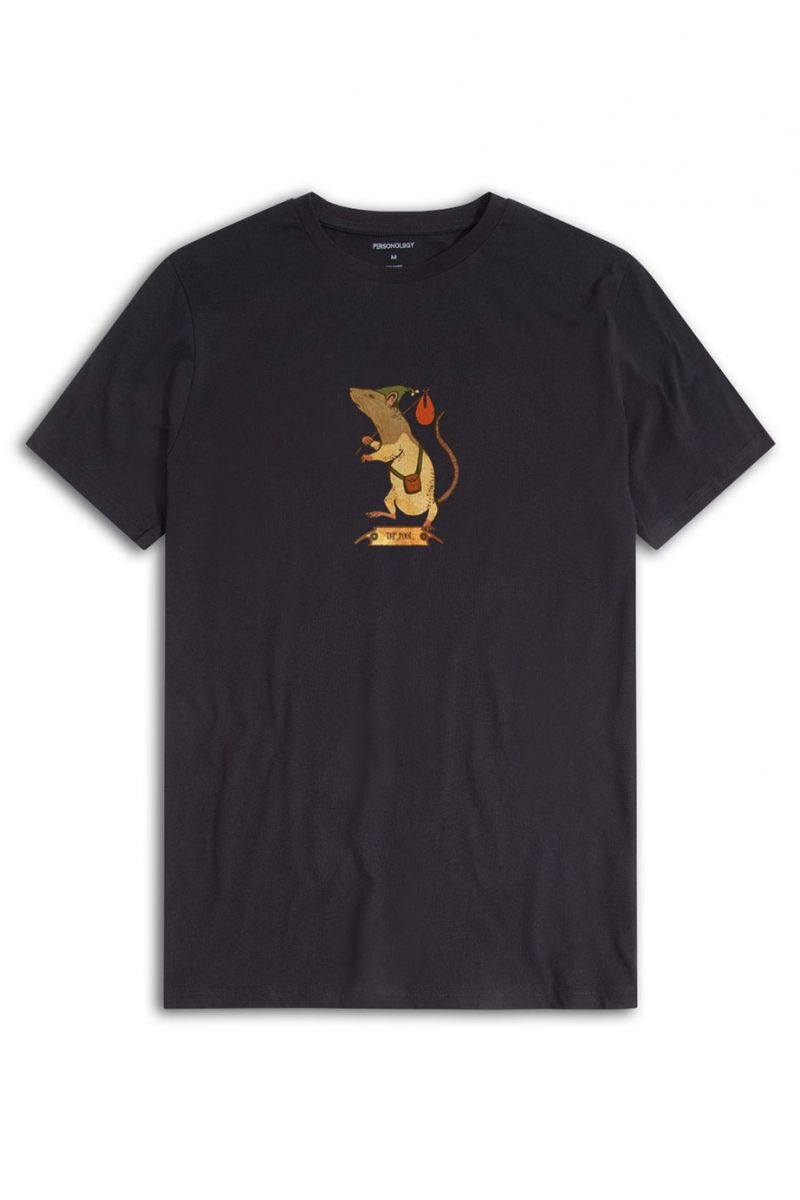 Black Soft Fabric The Fool Design Short Sleeve Tee