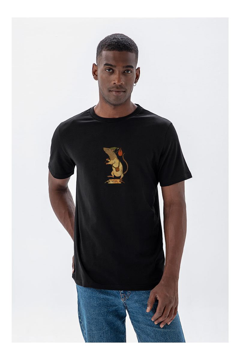 Black Soft Fabric The Fool Design Short Sleeve Tee