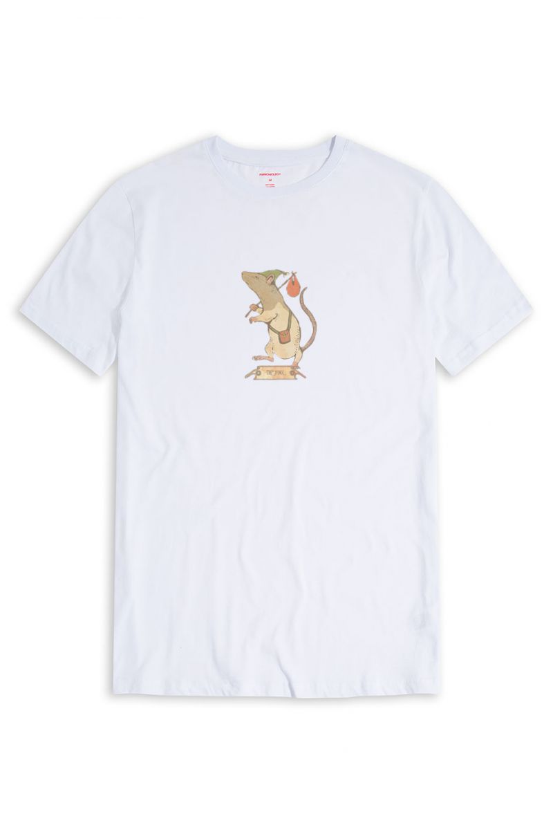 White Soft Fabric The Fool Design Short Sleeve Tee