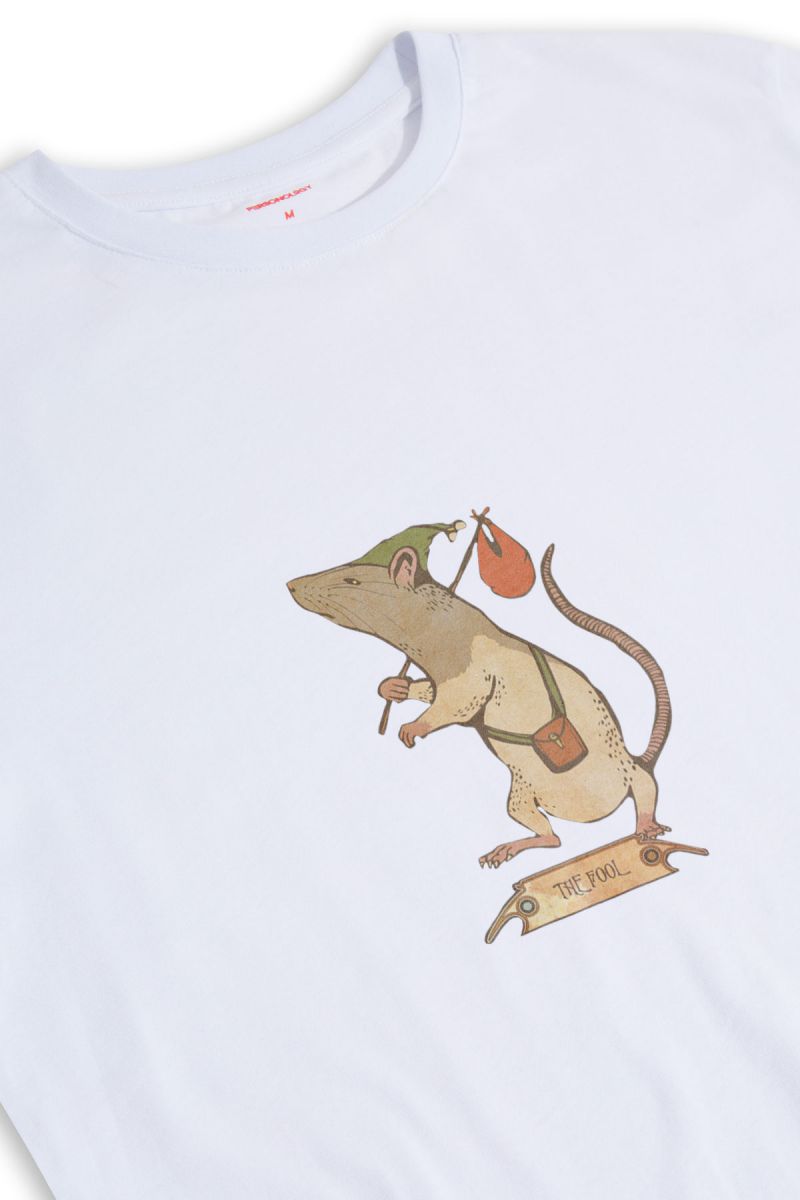 White Soft Fabric The Fool Design Short Sleeve Tee