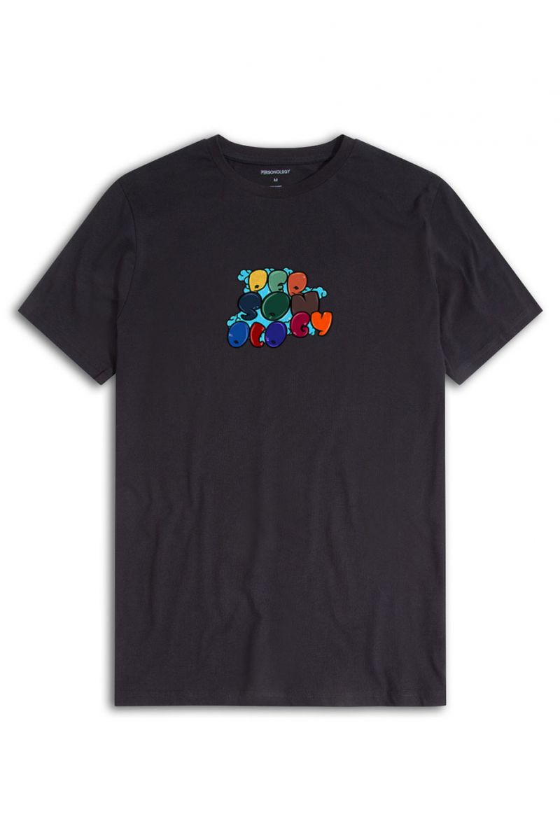 Black Soft Fabric Personology Design Short Sleeve Tee