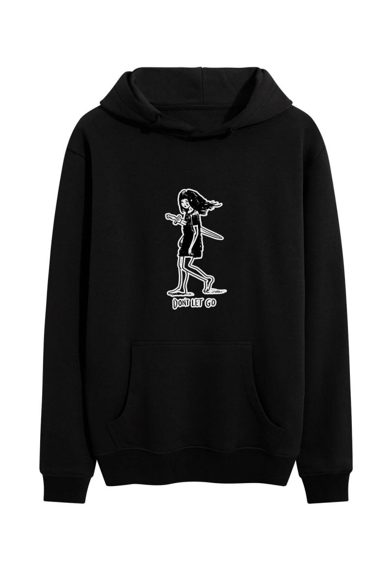 Black Premium Cotton Don't Let Go Design Pullover Hoodie