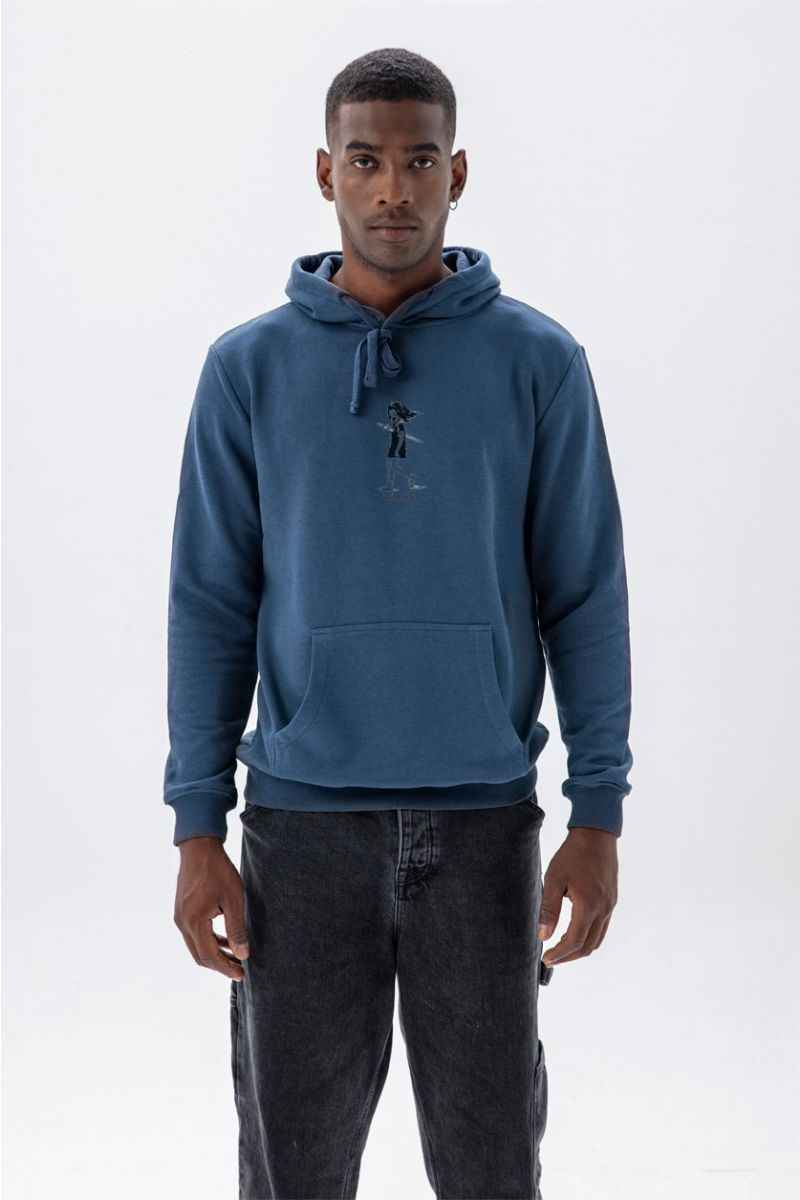 Navy Premium Cotton Don't Let Go Design Pullover Hoodie