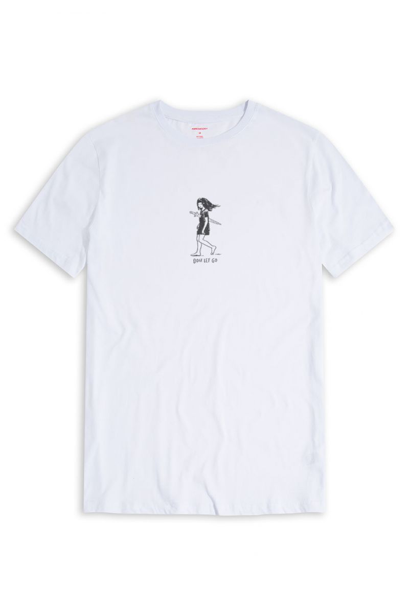 White Soft Fabric Don't Let Go Design Short Sleeve Tee