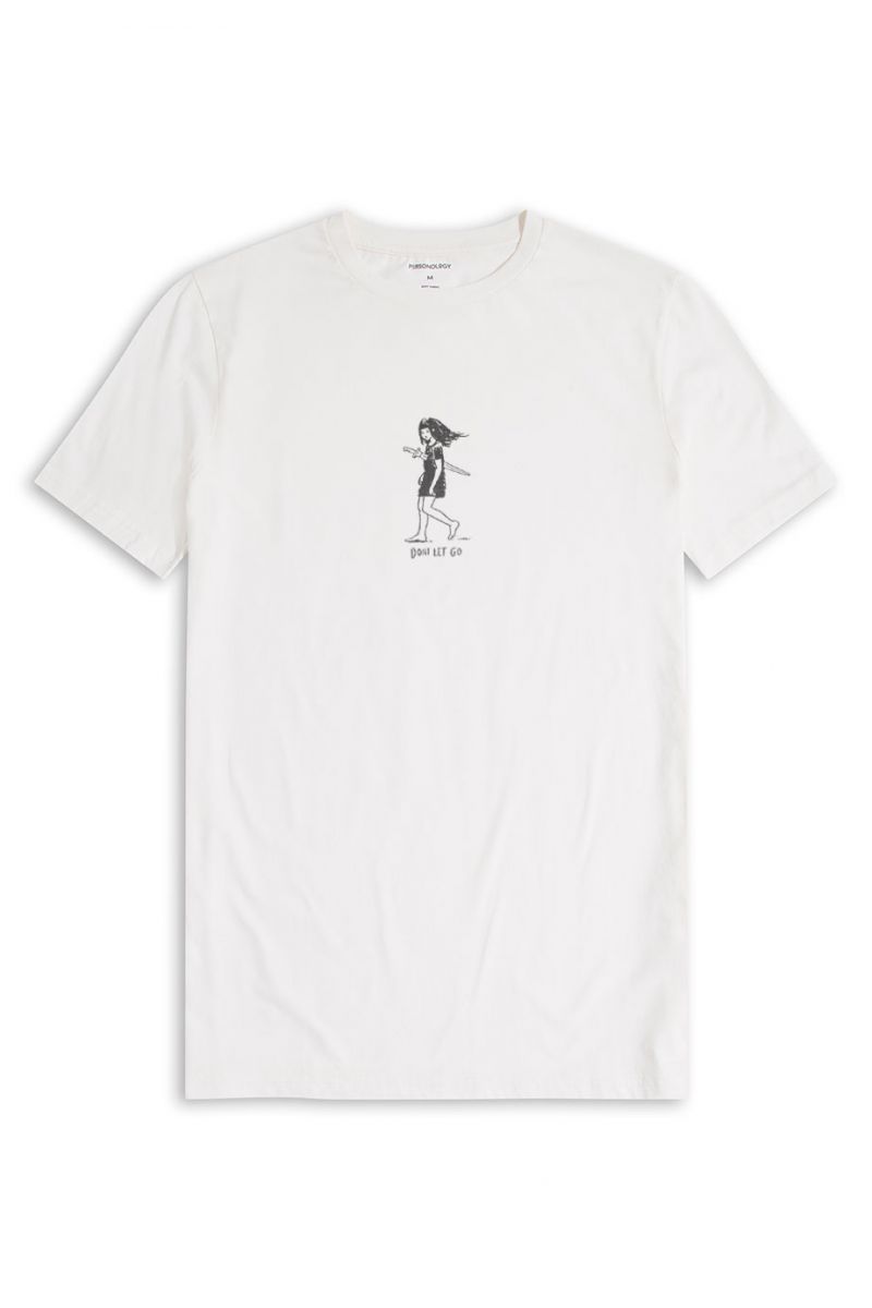 Off White Soft Fabric Don't Let Go Design Short Sleeve Tee