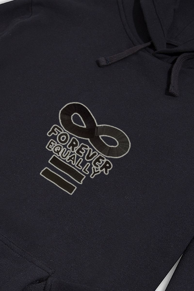 Black Premium Cotton Forever Equally Design Pullover Hoodie