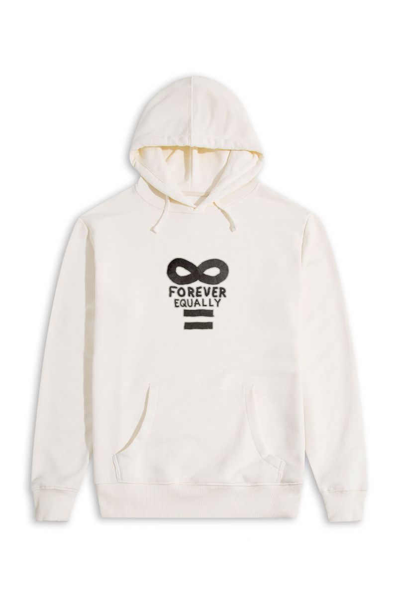 Ecru Premium Cotton Forever Equally Design Pullover Hoodie