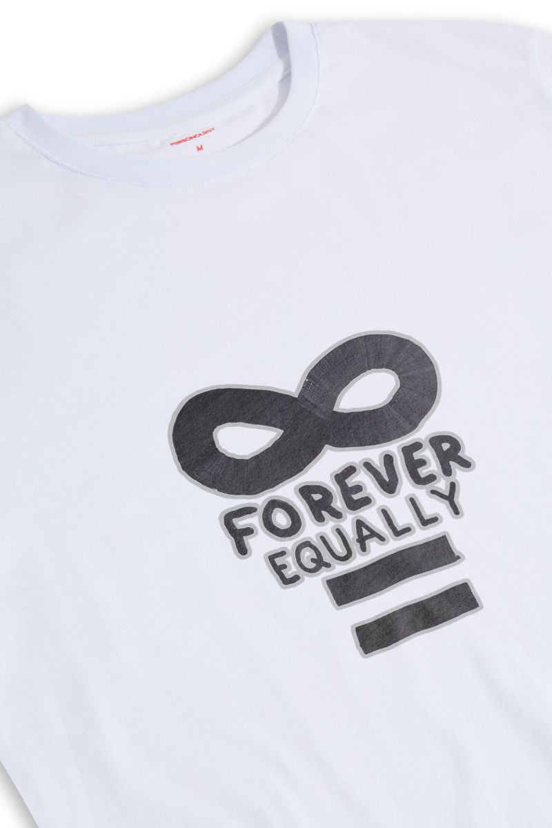 White Soft Fabric Forever Equally Design Short Sleeve Tee