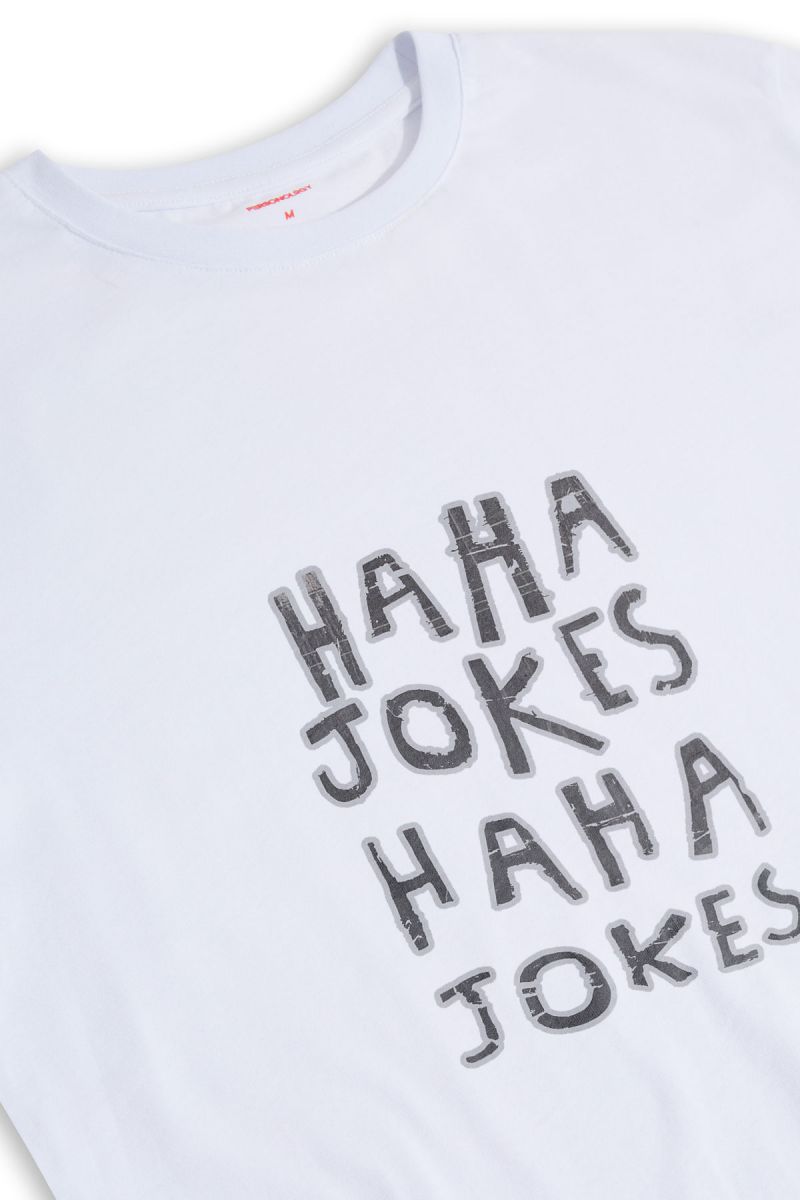 White Soft Fabric Jokes Design Short Sleeve Tee