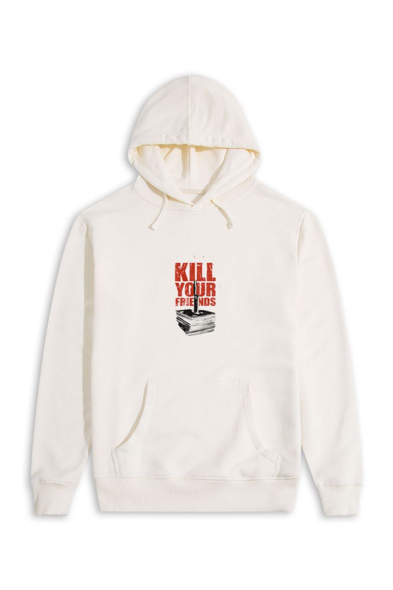 Ecru Premium Cotton Kill Your Friends Design Pullover Hoodie