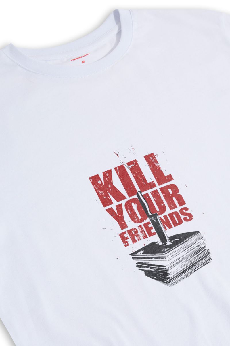 White Soft Fabric Kill Your Friends Design Short Sleeve Tee