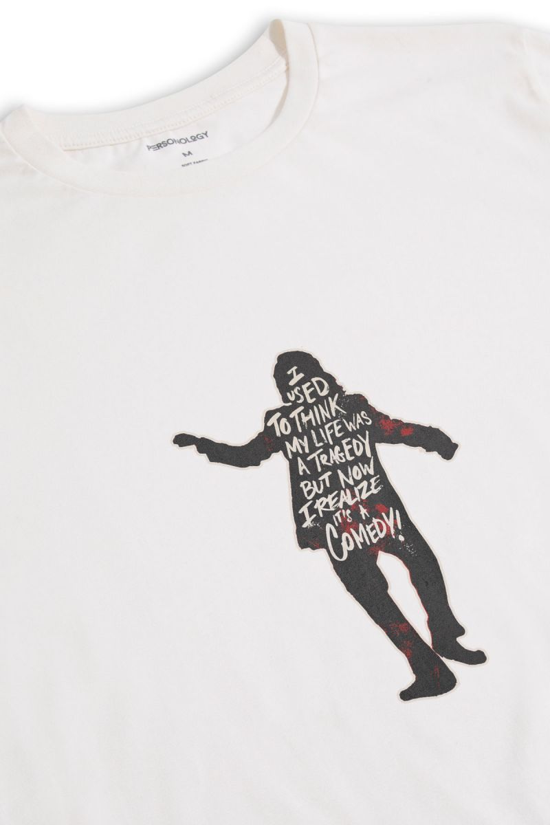 Off White Soft Fabric Comedy Design Short Sleeve Tee