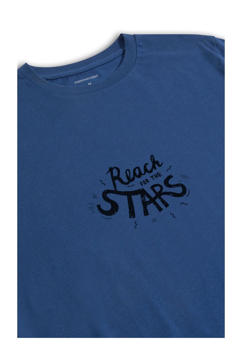 Navy Soft Fabric Reach for the Stars Design Short Sleeve Tee