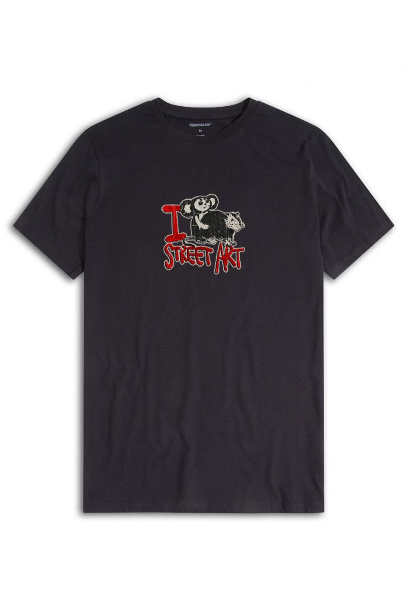 Black Soft Fabric I FFF Street Art Design Short Sleeve Tee