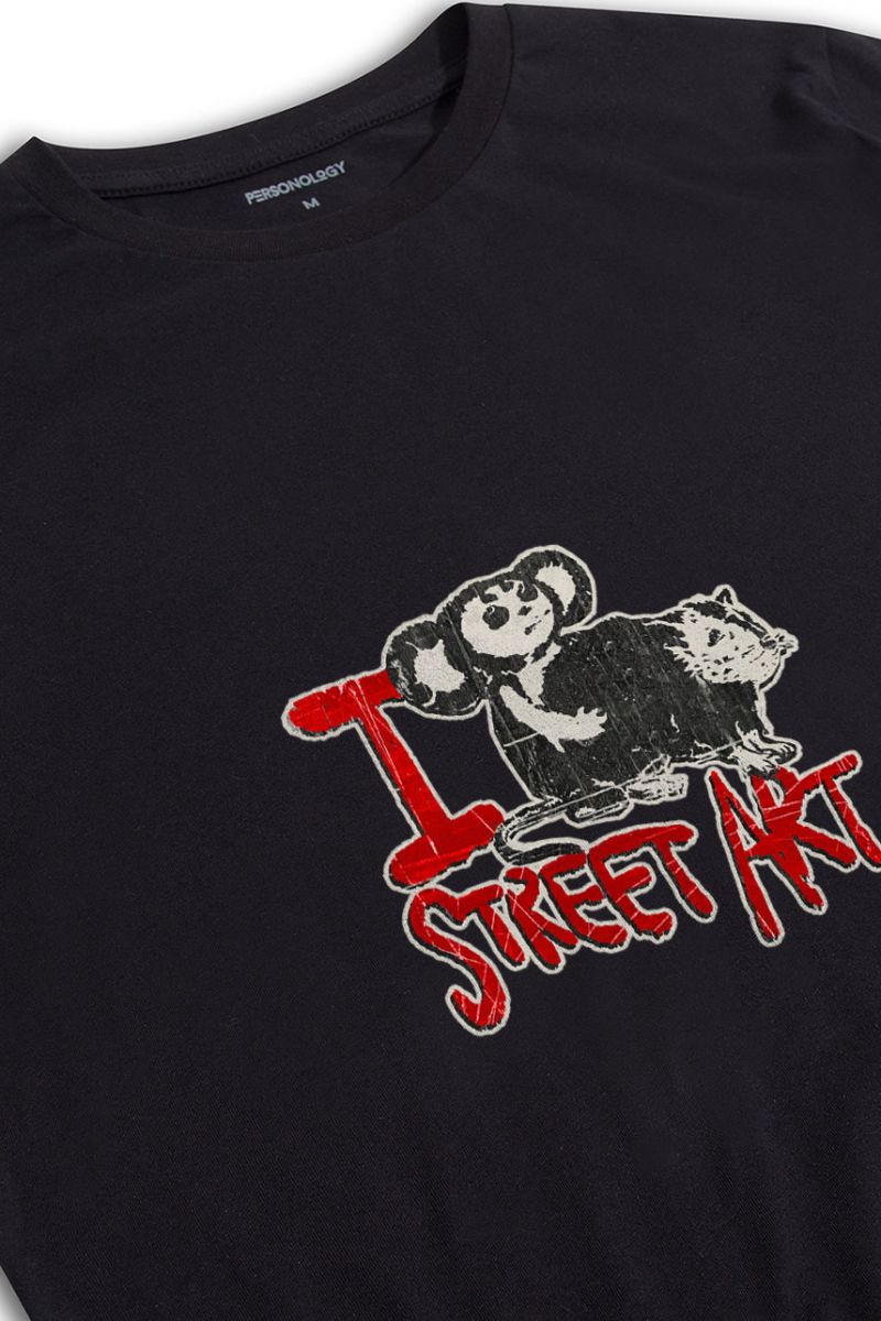 Black Soft Fabric I FFF Street Art Design Short Sleeve Tee