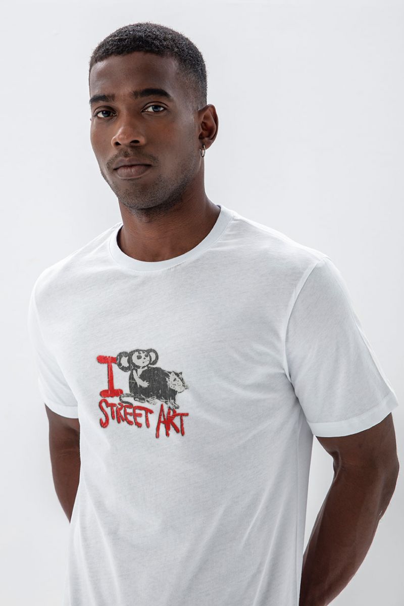 White Soft Fabric I FFF Street Art Design Short Sleeve Tee
