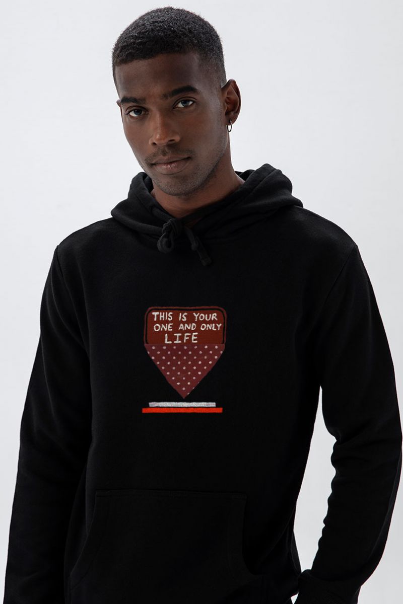 Black Premium Cotton This is Your one and Only Life Design Pullover Hoodie