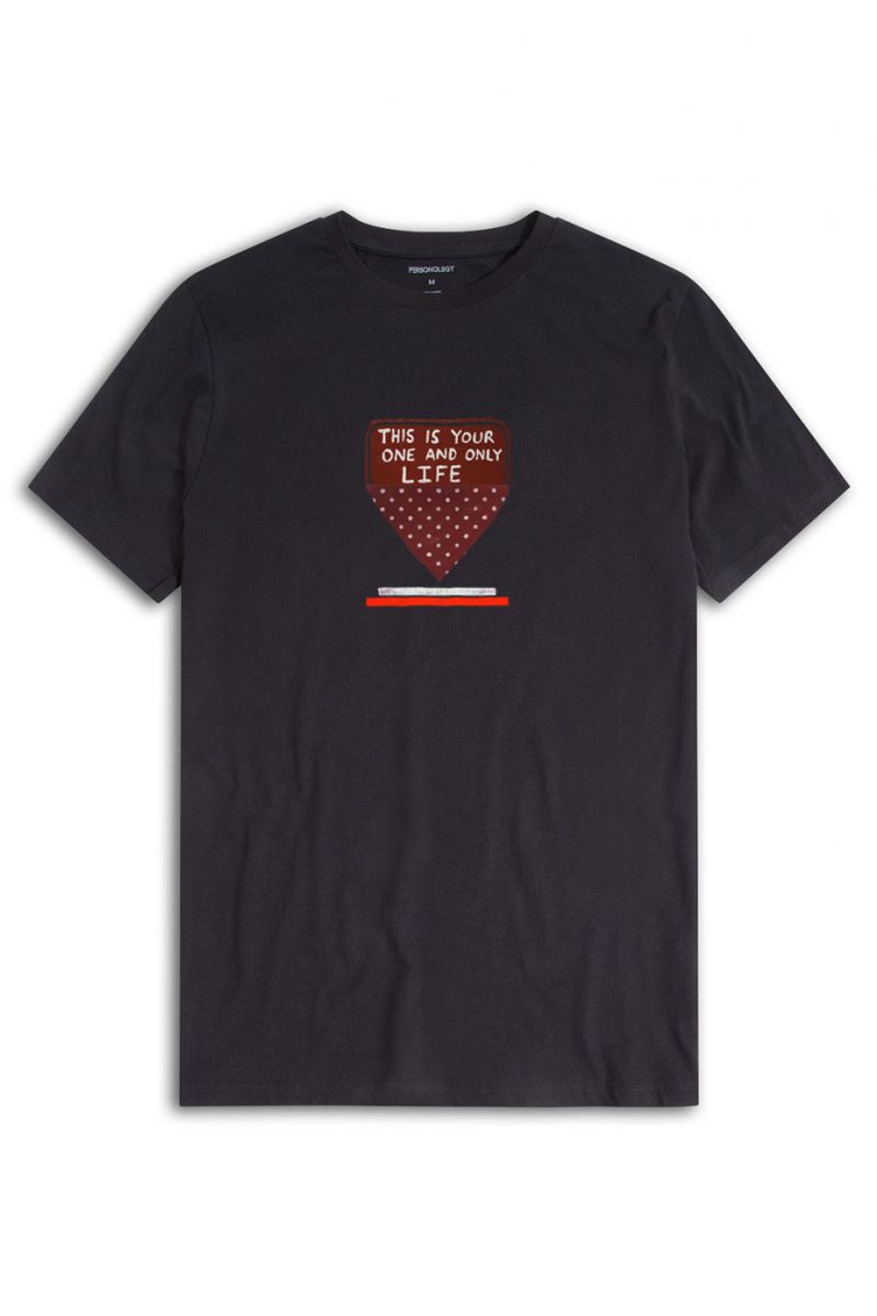Black Soft Fabric This is Your one and Only Life Design Short Sleeve Tee