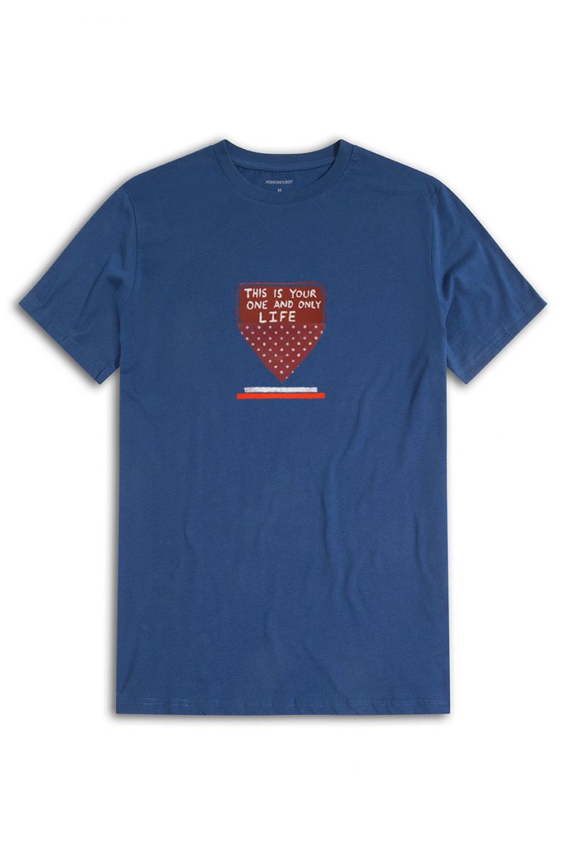 Navy Soft Fabric This is Your one and Only Life Design Short Sleeve Tee
