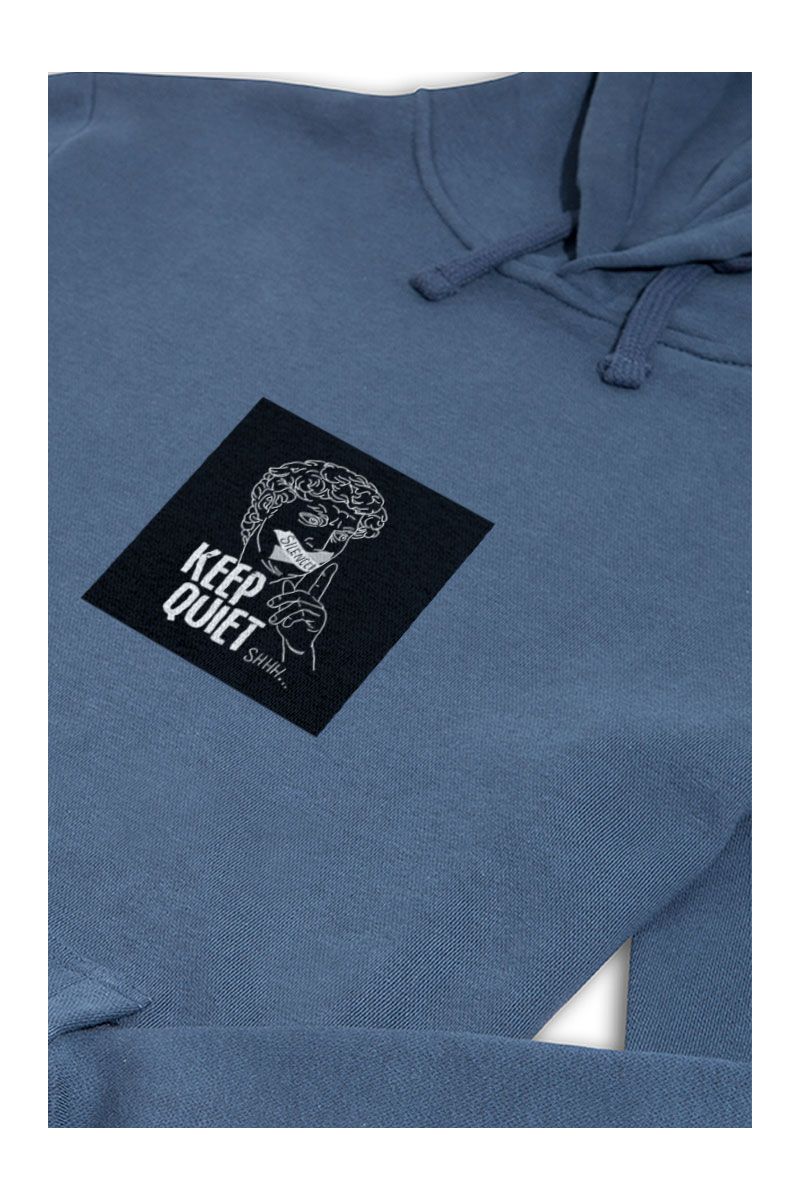 Navy Premium Cotton Keep Quiet Design Pullover Hoodie