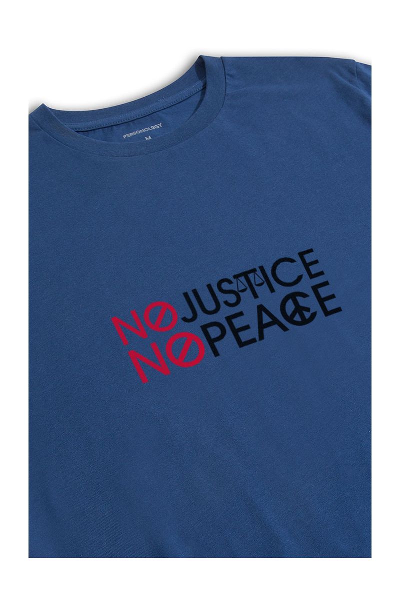 Navy Soft Fabric No Justice No Peace Design Short Sleeve Tee