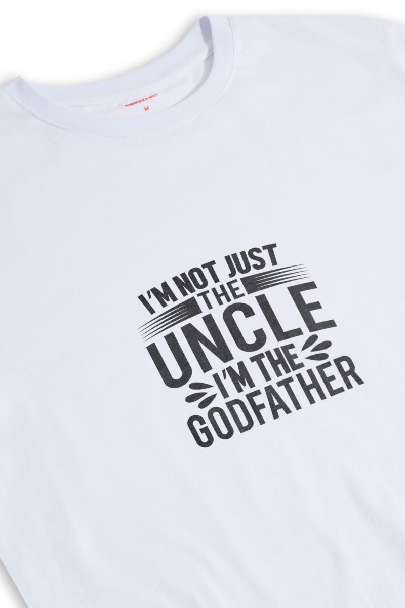 White Soft Fabric İ am not just an uncle , I am the Godfather Design Short Sleeve Tee