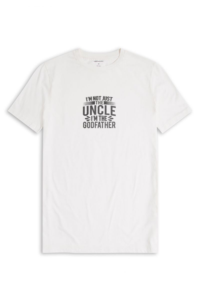 Off White Soft Fabric İ am not just an uncle , I am the Godfather Design Short Sleeve Tee